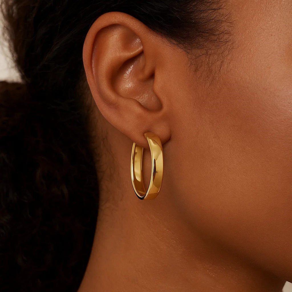 14k Yellow Gold Wedding Band Hoops (7x35mm)