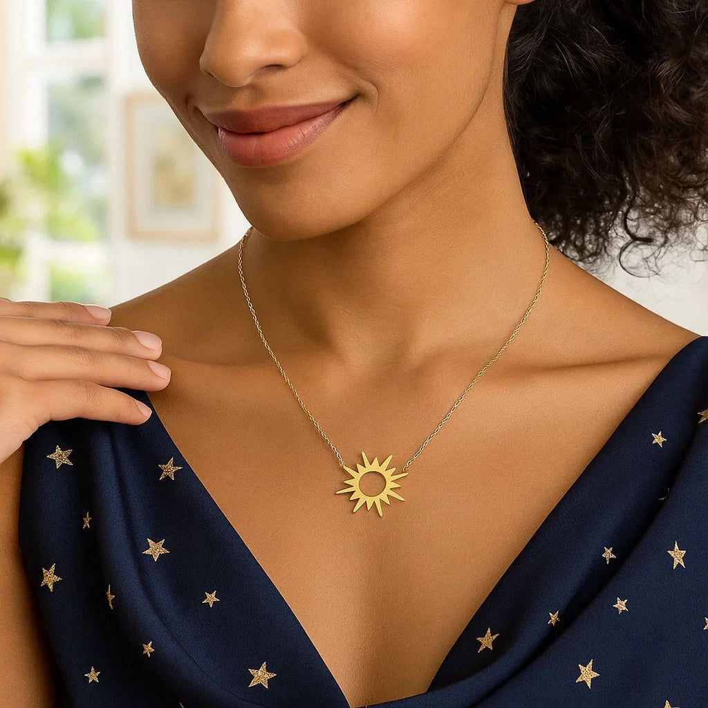 14K Yellow Gold Sunburst Necklace