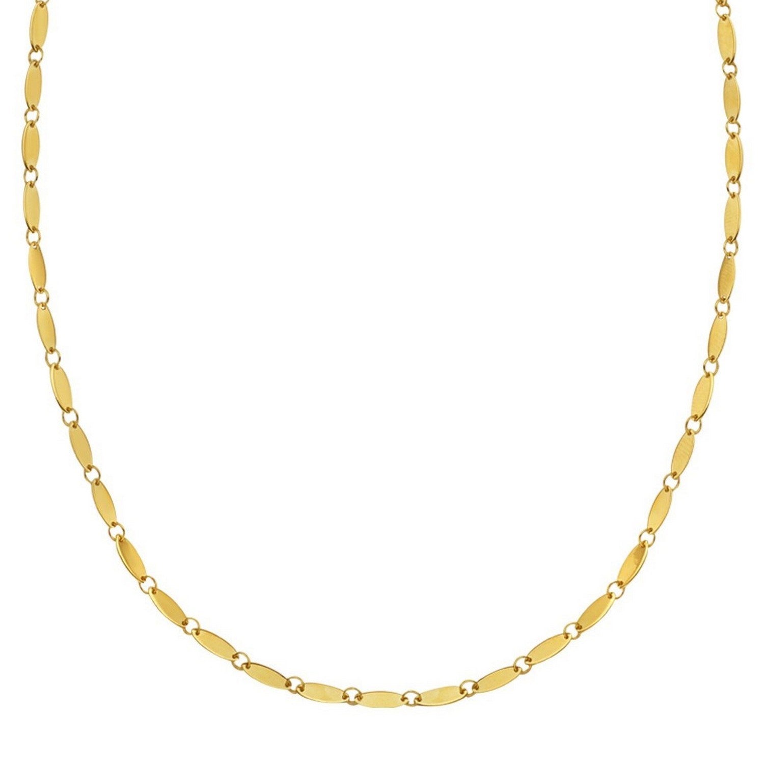 14K Yellow Gold Flat Pebble Link Necklace (2.50 mm)