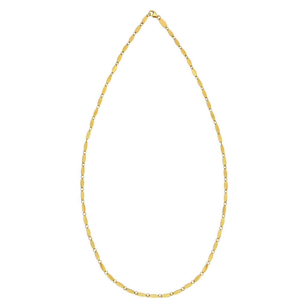 14K Yellow Gold Flat Pebble Link Necklace (2.50 mm)