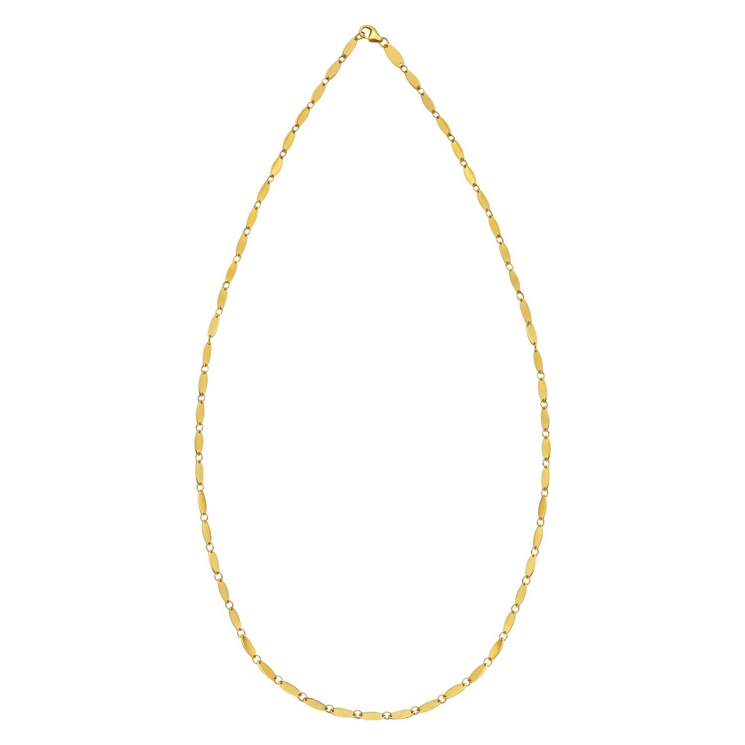 14K Yellow Gold Flat Pebble Link Necklace (2.50 mm)