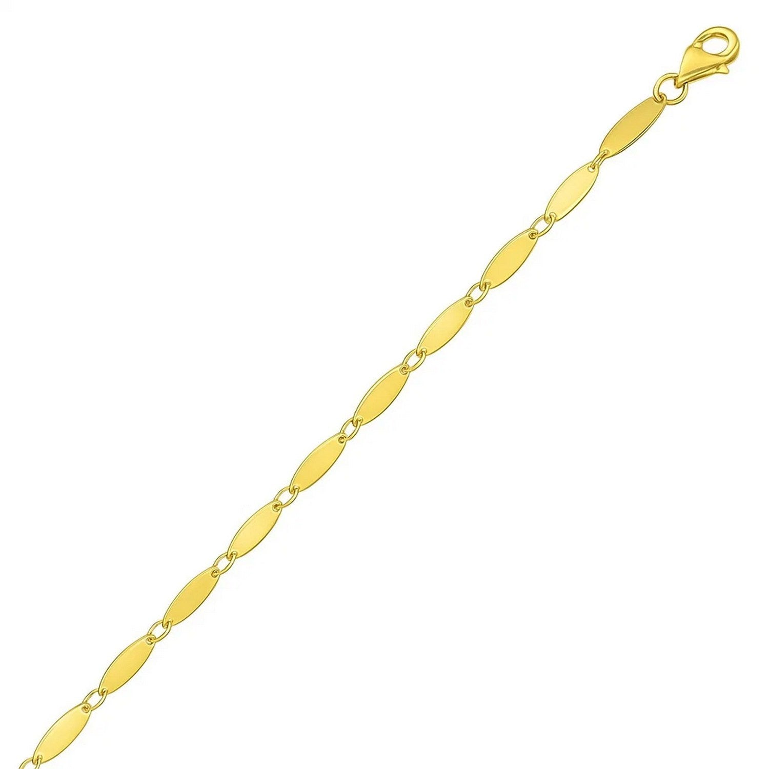 14K Yellow Gold Flat Pebble Link Necklace (2.50 mm)