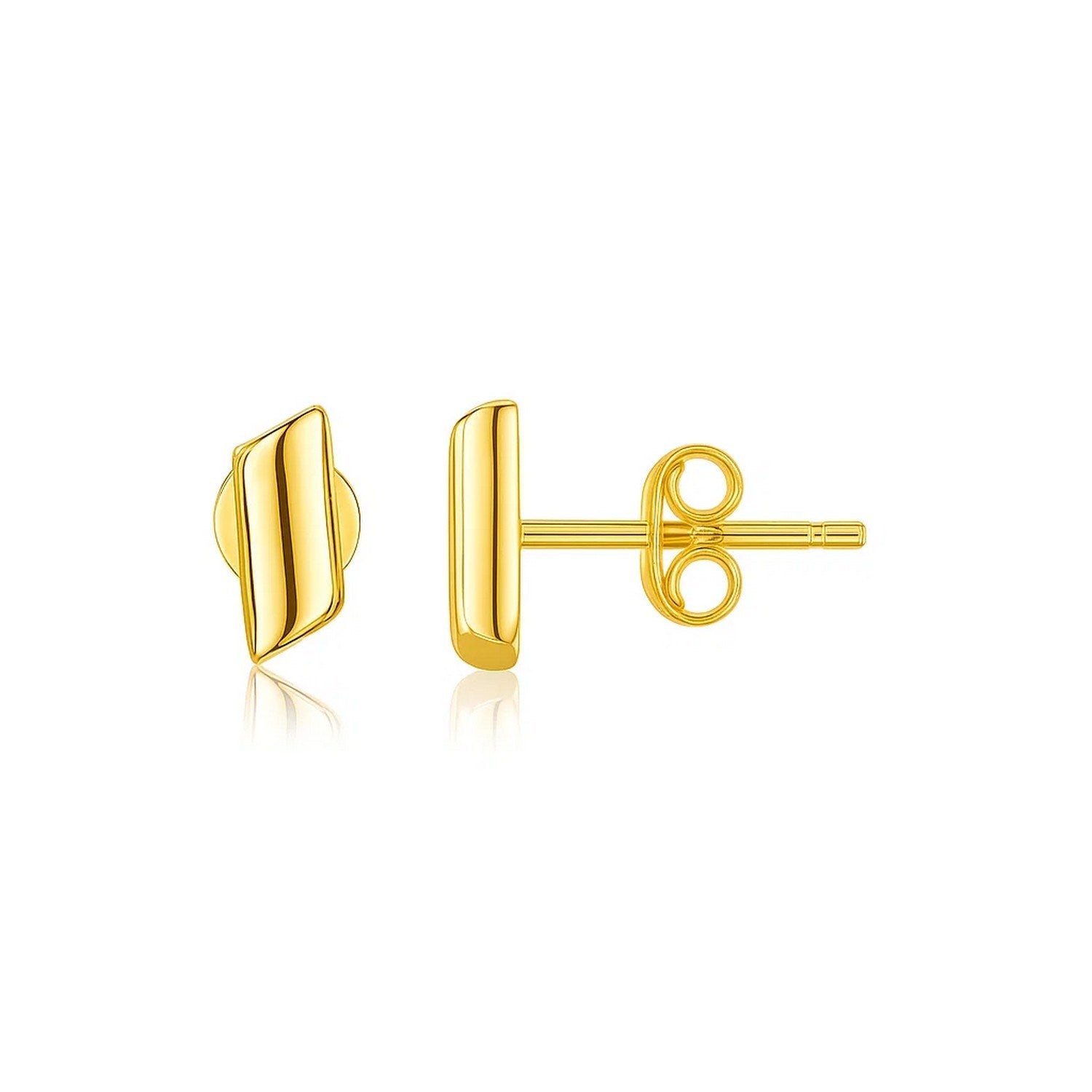 14k Yellow Gold Polished Rectangular Post Earrings