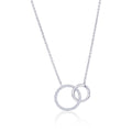 Sterling Silver Double Circle Diamond Necklace