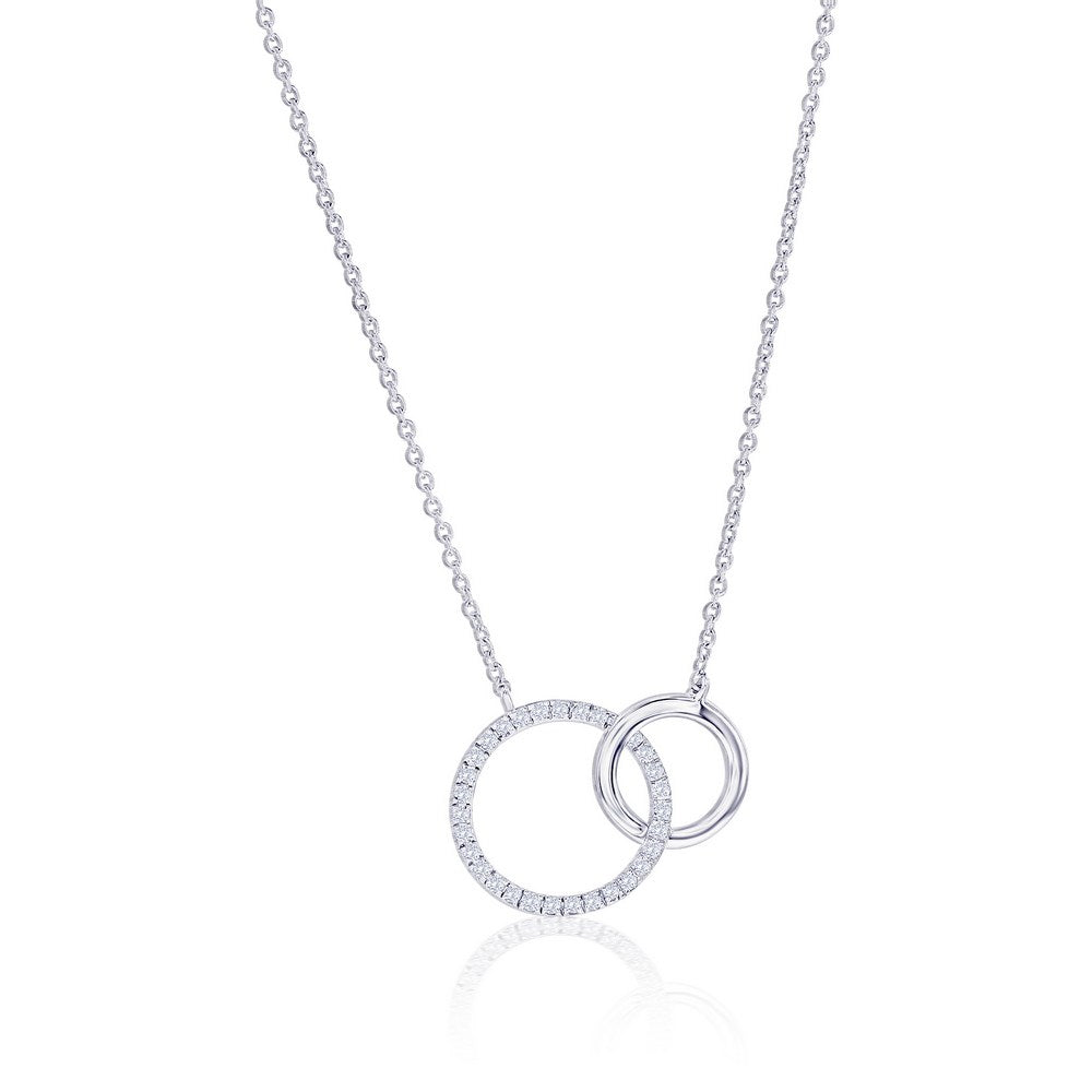 Sterling Silver Double Circle Diamond Necklace