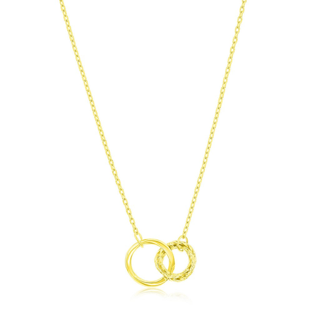 Sterling Silver Double Circle Textured Necklace