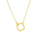 Sterling Silver Twisted Square & Oval CZ Necklace
