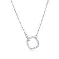 Sterling Silver Twisted Square & Oval CZ Necklace