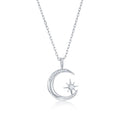 Sterling Silver Crescent Moon & Star CZ Necklace