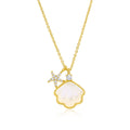 Sterling Silver Seashell & Starfish CZ Necklace