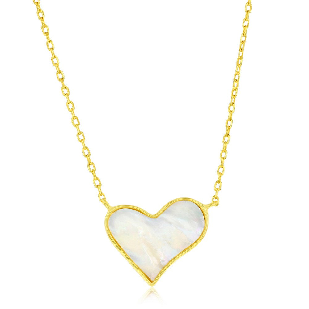 Sterling Silver Mother of Pearl Heart Necklace