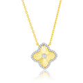 Sterling Silver Flower CZ Pendant Necklace
