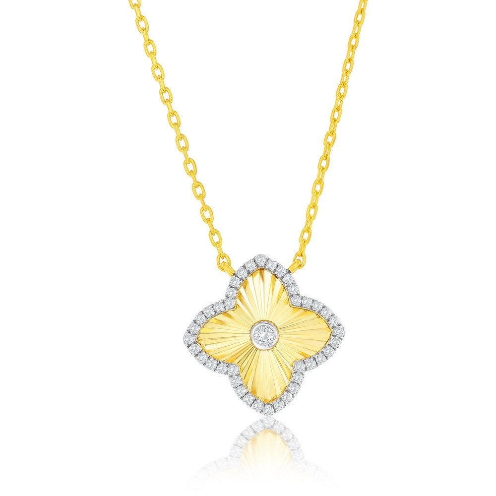 Sterling Silver Flower CZ Pendant Necklace