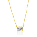 Sterling Silver Rectangle Bezel CZ Pendant Necklace – Gold Plated Dainty Jewelry