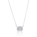 Sterling Silver Rectangle Bezel CZ Pendant Necklace