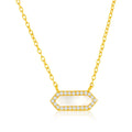 Sterling Silver Hexagon Mother of Pearl CZ Necklace