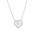 Sterling Silver Heart Mother of Pearl CZ Necklace