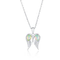 Pear-Shaped Opal Angel Wings CZ Pendant Necklace