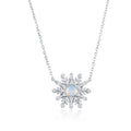 Opal Snowflake Pendant Necklace with CZ Accents in Sterling Silver
