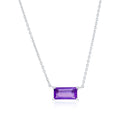 Amethyst Baguette Sterling Silver Pendant Necklace
