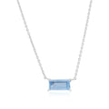 Sterling Silver Blue Topaz Baguette Pendant Necklace