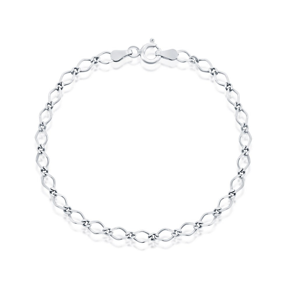 Sterling Silver Flat Link Anklet – Minimal Chain Design