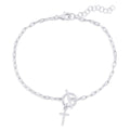 Sterling Silver Cross Paperclip Toggle Bracelet