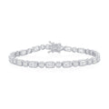 Sterling Silver Round & Rectangle CZ Tennis Bracelet