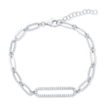 Sterling Silver CZ Paperclip Link Bracelet