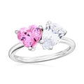 Sterling Silver Heart & Pear CZ Pink Statement Ring