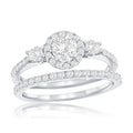 Sterling Silver Round Halo CZ 2-Piece Engagement Ring