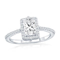 Sterling Silver Emerald Cut Halo CZ Ring