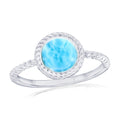 Sterling Silver Larimar Rope Design Ring