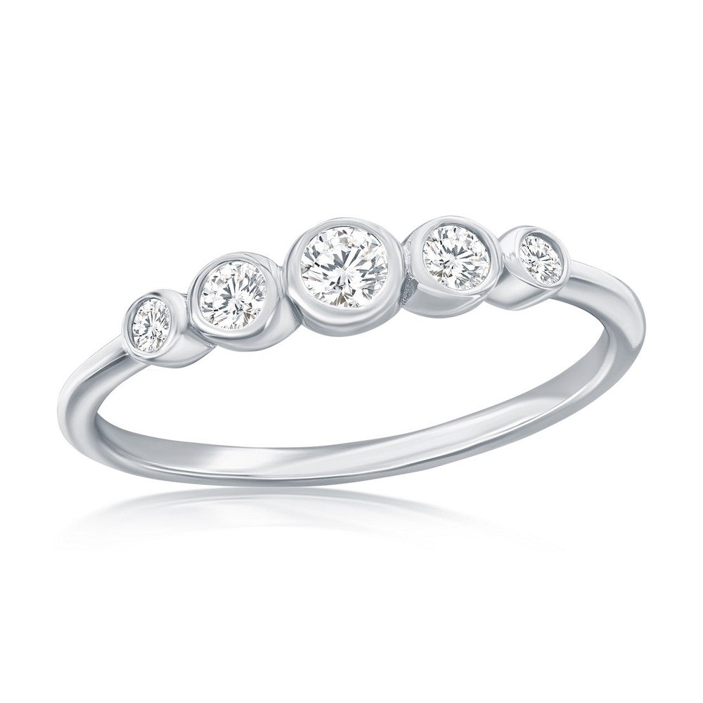 Sterling Silver Graduated CZ Round Ring