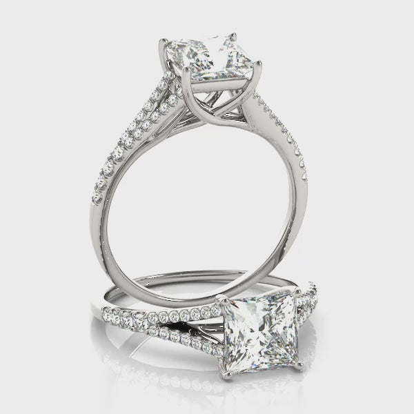 Double Row Split Shank Trellis Engagement Ring
