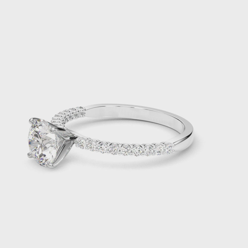 Single Row Shared Prong Diamond Engagement Ring