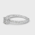 Cushion Cut Single Row Shared Prong Engagement Ring