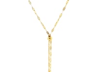 14k Yellow Gold Double Strand Chain with Puffed Heart Lariat Necklace