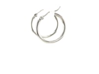 14k White Gold Polished Hoop Earrings (2x20mm)