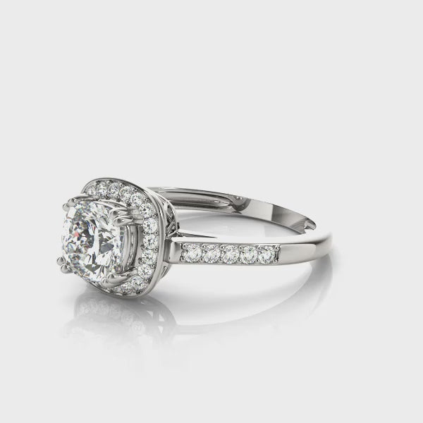 Princess & Cushion Accent Engagement Ring