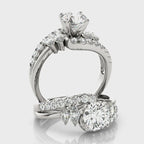 Round and Marquise Diamond Bypass Engagement Ring