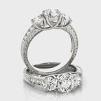 Vintage Style 3-Stone Filigree Engagement Ring