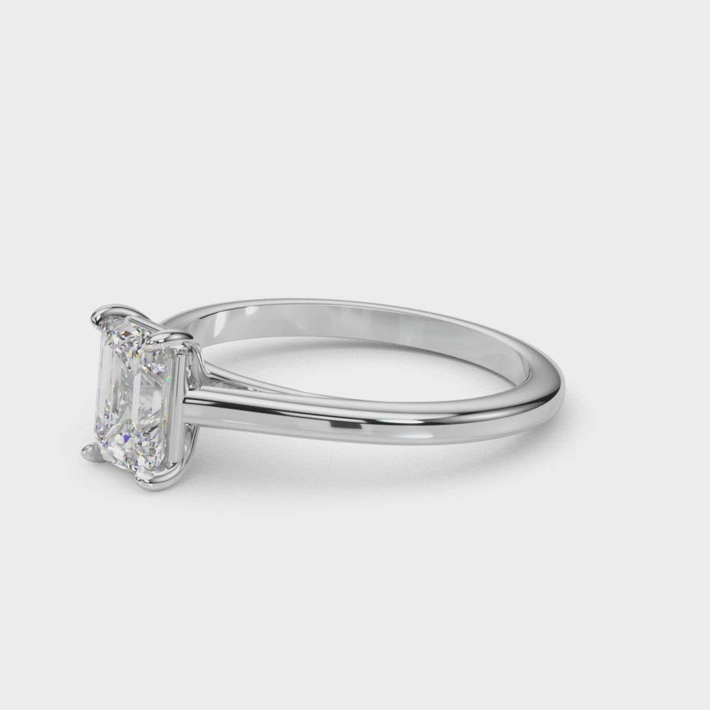 Emerald Cut Solitaire Cathedral Engagement Ring 3.8 Carat