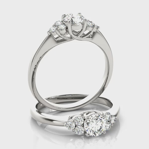 Round Petite Cluster Side Engagement Ring