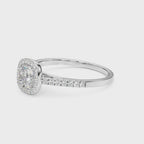 Cushion Halo Engagement Ring with Single Row Diamond Design