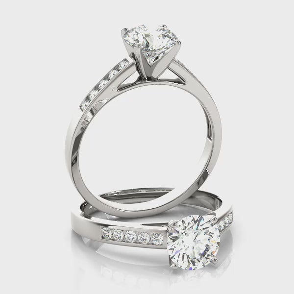 Single Row Channel Set Engagement Ring