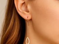 Textured Pear Shaped Long Drop Earrings in 14k Rose Gold