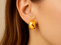 14k Yellow Gold Geometric Texture Earrings