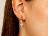 14K Yellow Gold Petite Diamond Cross Earrings