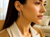 14k White Gold Polished Hoop Earrings (3x40mm)